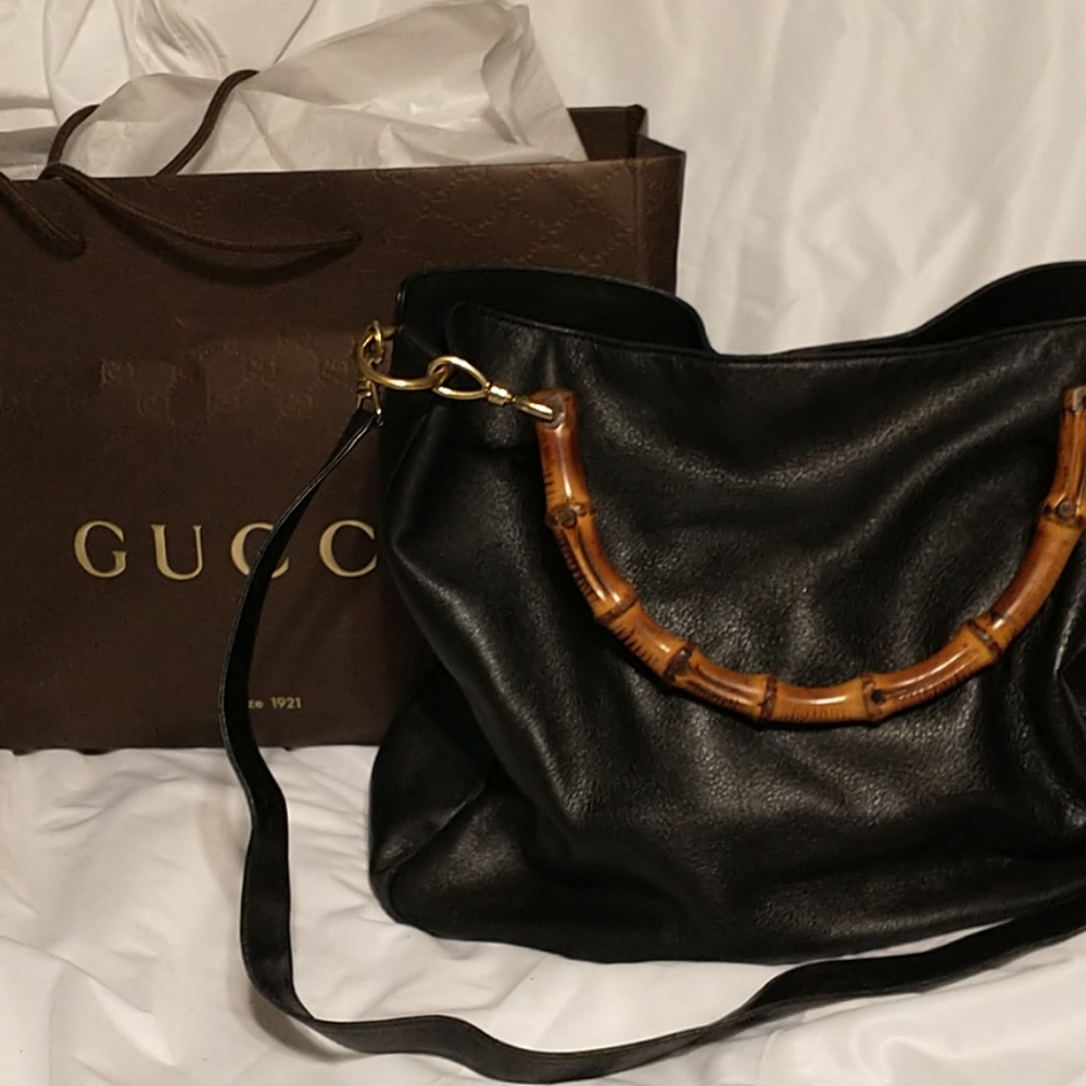 Authentic Large Gucci purse with bamboo handle